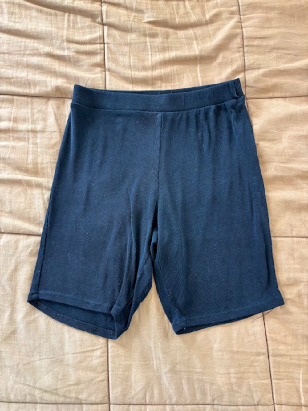 highlight ribbed biker shorts